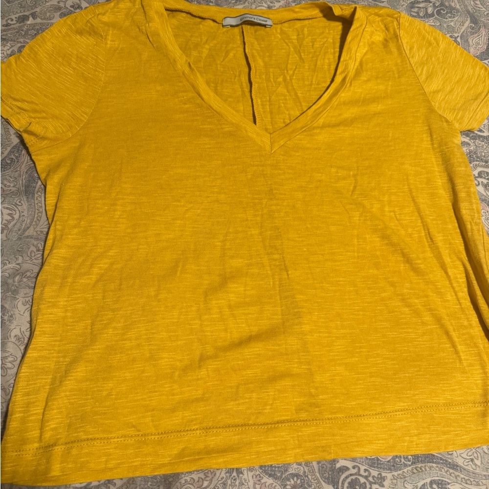Yellow V-Neck Women's Top